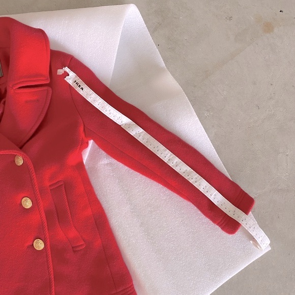 J Crew Women’s Red Pea Coat Stadium Cloth Nello Gori - Picture 6 of 9